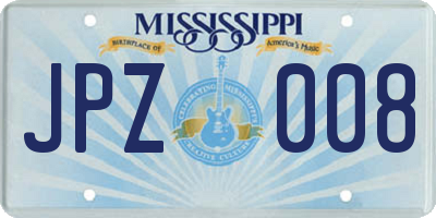 MS license plate JPZ008