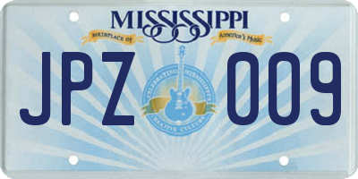 MS license plate JPZ009