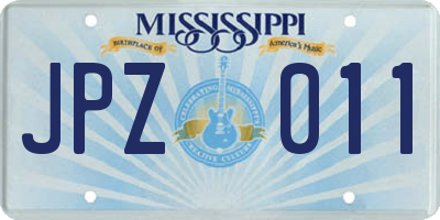 MS license plate JPZ011