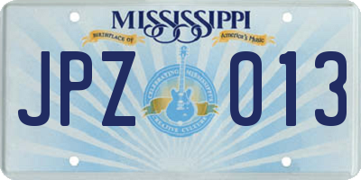 MS license plate JPZ013