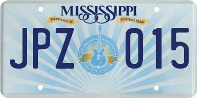 MS license plate JPZ015