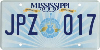 MS license plate JPZ017