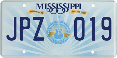 MS license plate JPZ019