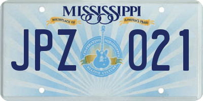 MS license plate JPZ021