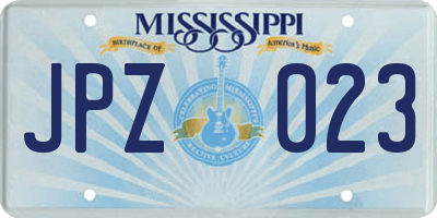 MS license plate JPZ023