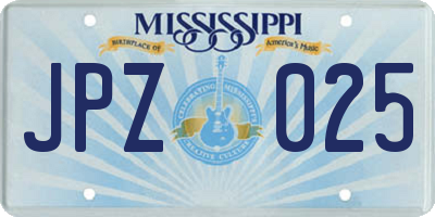 MS license plate JPZ025