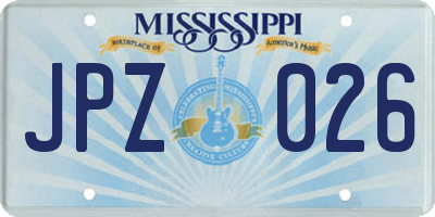 MS license plate JPZ026