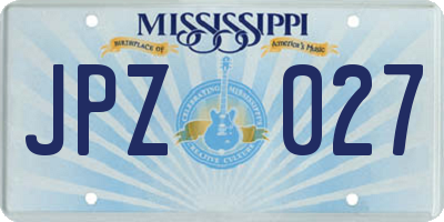 MS license plate JPZ027