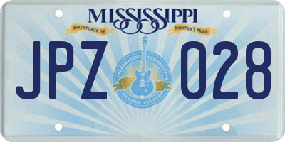 MS license plate JPZ028