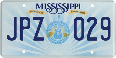 MS license plate JPZ029
