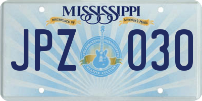 MS license plate JPZ030