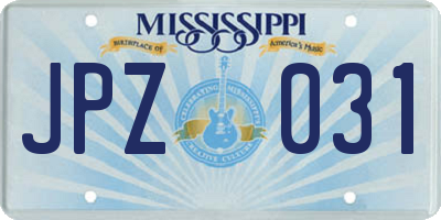 MS license plate JPZ031