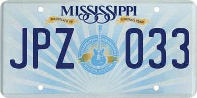 MS license plate JPZ033