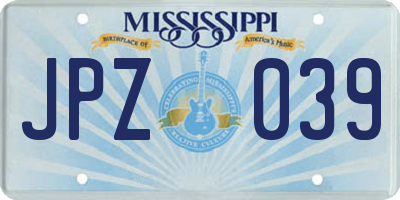MS license plate JPZ039
