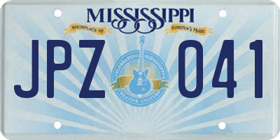 MS license plate JPZ041