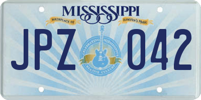 MS license plate JPZ042