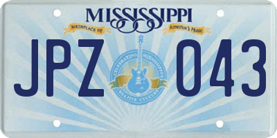MS license plate JPZ043