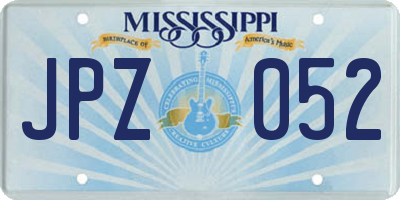 MS license plate JPZ052