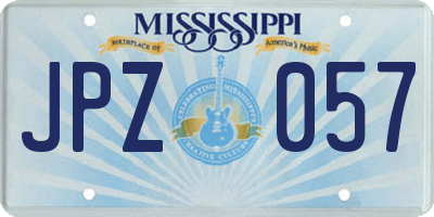 MS license plate JPZ057