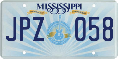 MS license plate JPZ058