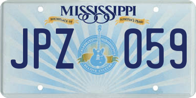 MS license plate JPZ059