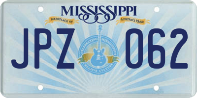MS license plate JPZ062