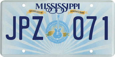 MS license plate JPZ071