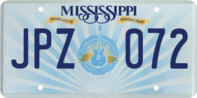MS license plate JPZ072