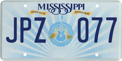 MS license plate JPZ077