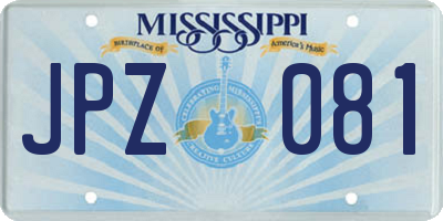 MS license plate JPZ081