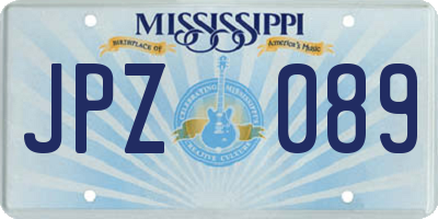 MS license plate JPZ089