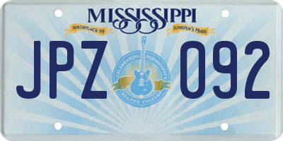 MS license plate JPZ092