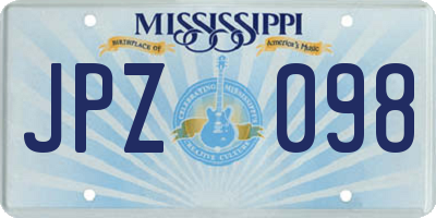 MS license plate JPZ098