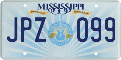 MS license plate JPZ099