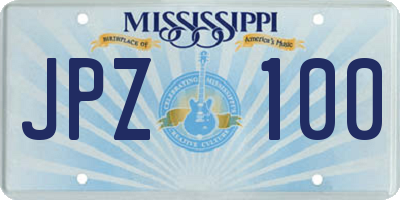 MS license plate JPZ100