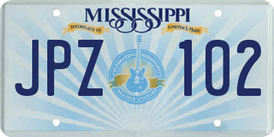 MS license plate JPZ102
