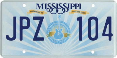 MS license plate JPZ104