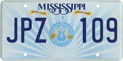 MS license plate JPZ109