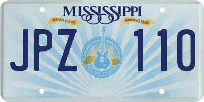 MS license plate JPZ110