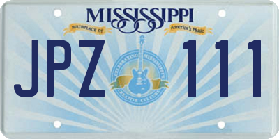 MS license plate JPZ111