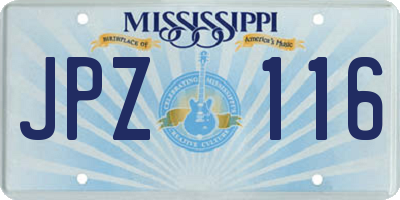 MS license plate JPZ116