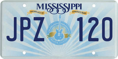 MS license plate JPZ120