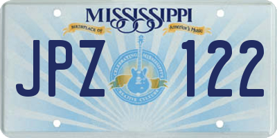 MS license plate JPZ122