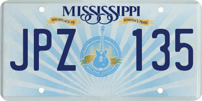 MS license plate JPZ135