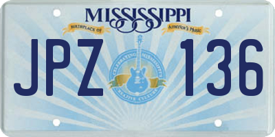 MS license plate JPZ136