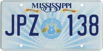 MS license plate JPZ138