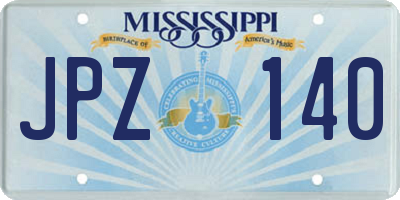 MS license plate JPZ140