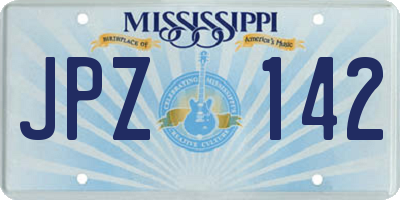 MS license plate JPZ142