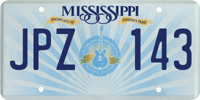 MS license plate JPZ143
