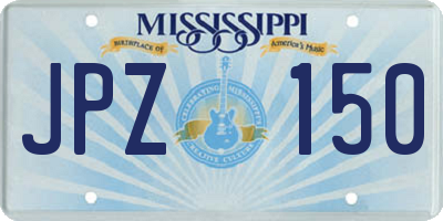 MS license plate JPZ150